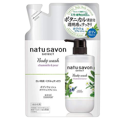 Kose Cosmeport Softymo Natu Savon Body Wash - 360ml - White & Refresh - Refill - Harajuku Culture Japan - Japanease Products Store Beauty and Stationery