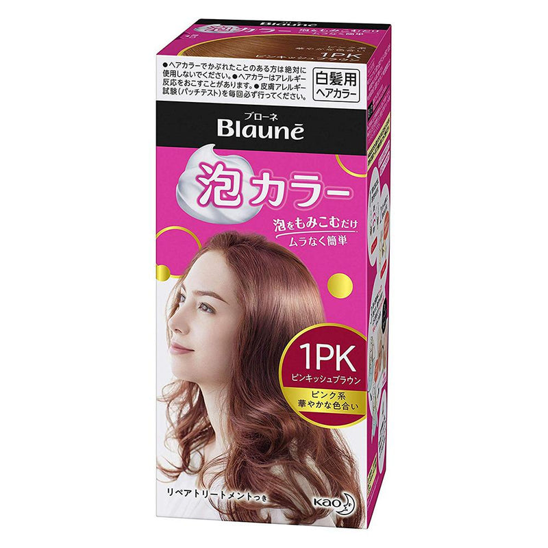 Kao Blaune Bubble Hair Color For Gray Hair - 1PK Pinkish Brown - Harajuku Culture Japan - Japanease Products Store Beauty and Stationery