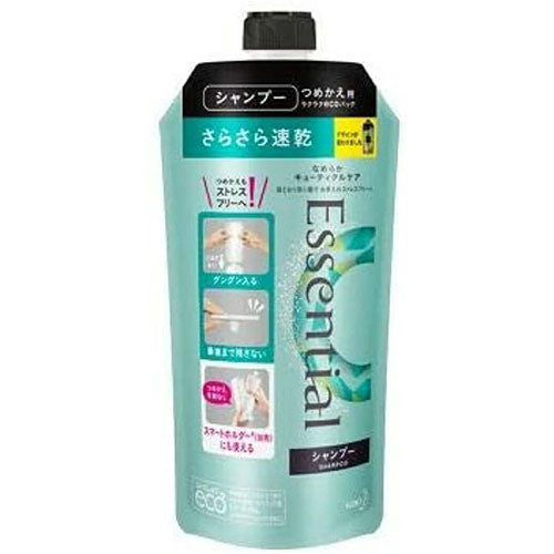 Kao Essential Smart Blow Dry Cuticle Care Shampoo Rifill 340ml - Aqua Floral