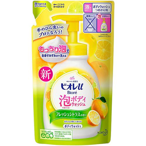 Kao Biore U Body Wash Comes Out With Foam 480ml - Citrus - Refill - Harajuku Culture Japan - Japanease Products Store Beauty and Stationery