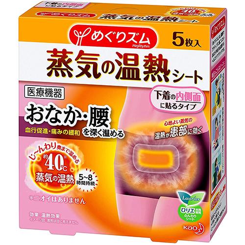 Kao Megrhythm Hot Steam Stomach Waist Thermal Sheet 5 sheets - Harajuku Culture Japan - Japanease Products Store Beauty and Stationery