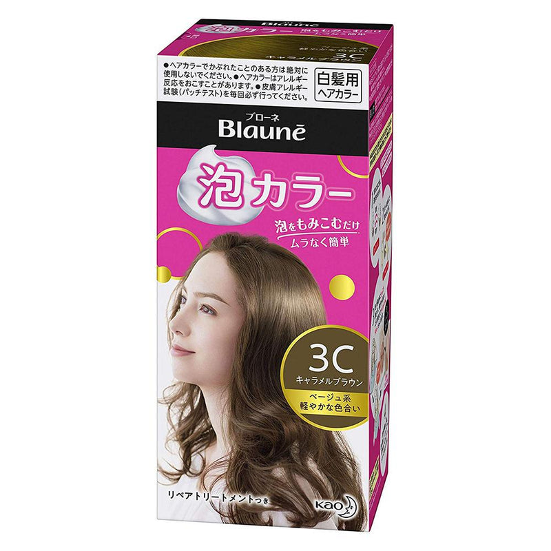 Kao Blaune Bubble Hair Color For Gray Hair  - 3C Caramel Brown - Harajuku Culture Japan - Japanease Products Store Beauty and Stationery