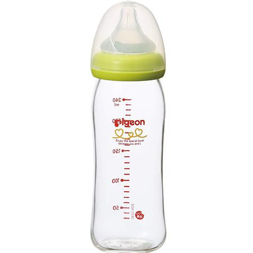 Pigeon Baby Bottle Heat Resistance Glass - 240ml - Light Green - Harajuku Culture Japan - Japanease Products Store Beauty and Stationery