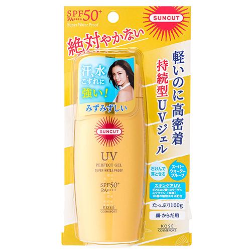 Kose Sunscreen Suncut Perfect UV Gel Super Waterproof SPF 50 + PA ++++ 100g - Harajuku Culture Japan - Japanease Products Store Beauty and Stationery