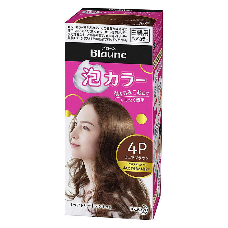 Kao Blaune Bubble Hair Color For Gray Hair  - 4P Pure Brown - Harajuku Culture Japan - Japanease Products Store Beauty and Stationery