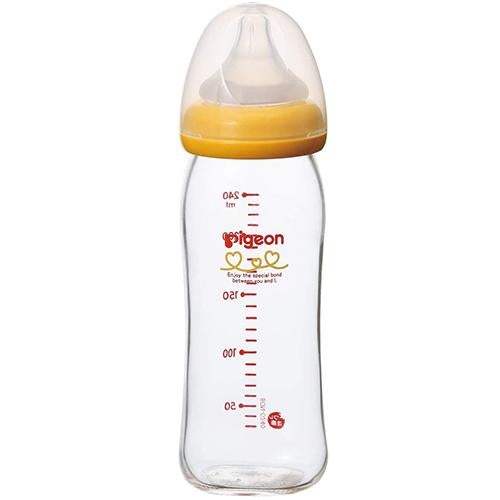 Pigeon Baby Bottle Heat Resistance Glass - 240ml - Orange Yellow - Harajuku Culture Japan - Japanease Products Store Beauty and Stationery