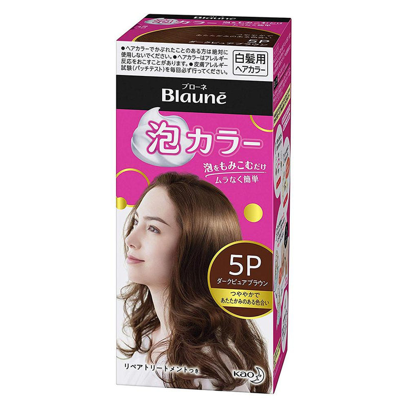 Kao Blaune Bubble Hair Color For Gray Hair  - 5P Dark Pure Brown - Harajuku Culture Japan - Japanease Products Store Beauty and Stationery