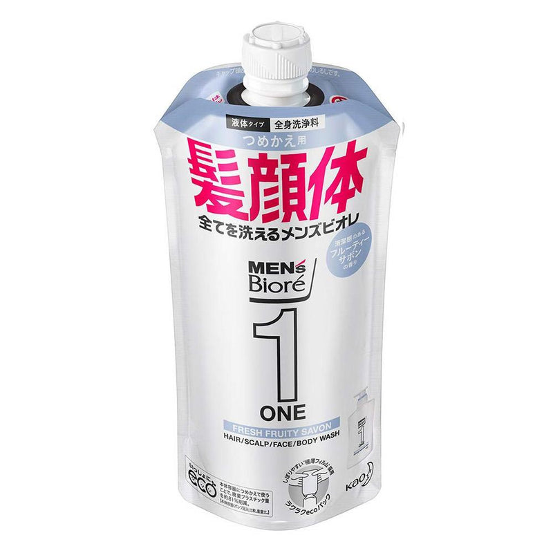 Biore Mens ONE All in One Whole Body Wash - 340ml - Fruity Savon - Refill - Harajuku Culture Japan - Japanease Products Store Beauty and Stationery