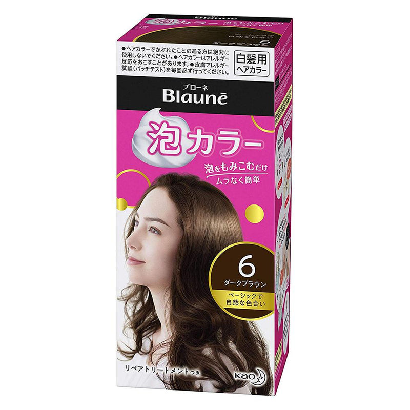 Kao Blaune Bubble Hair Color For Gray Hair  - 6 Dark Brown - Harajuku Culture Japan - Japanease Products Store Beauty and Stationery