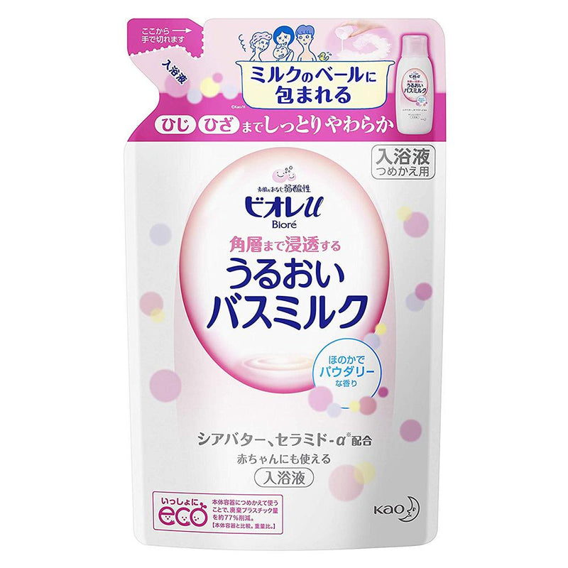 Biore U Moisturizing Bath Milk 480ml - Powdery - Refill - Harajuku Culture Japan - Japanease Products Store Beauty and Stationery