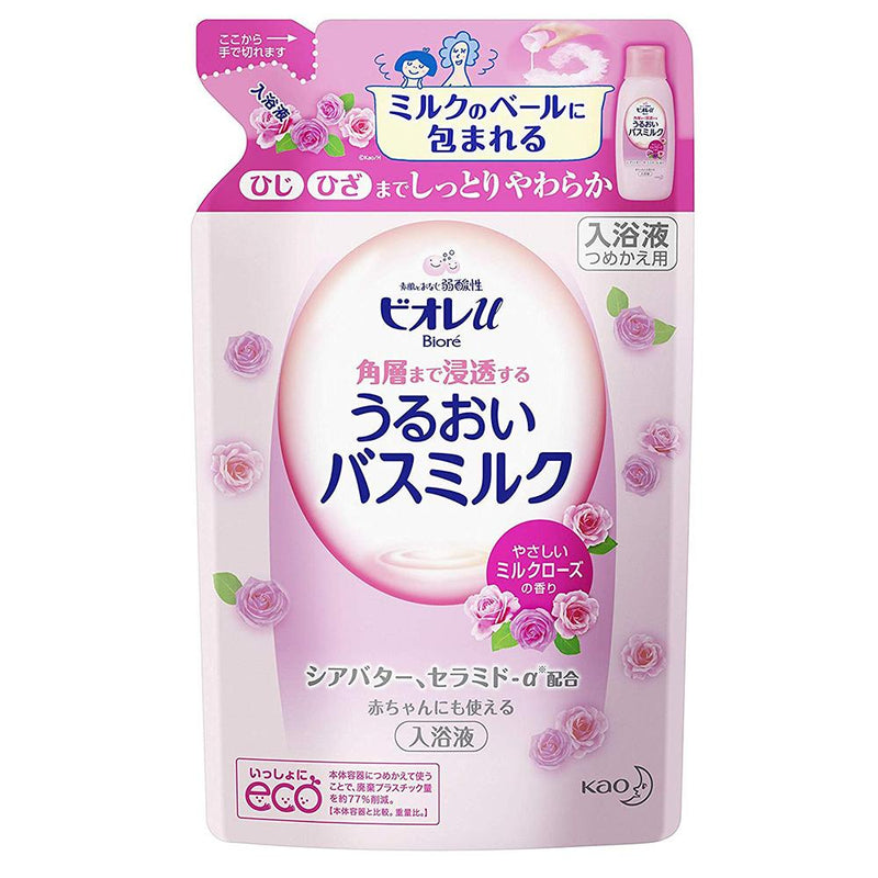 Biore U Moisturizing Bath Milk 480ml - Rose - Refill - Harajuku Culture Japan - Japanease Products Store Beauty and Stationery