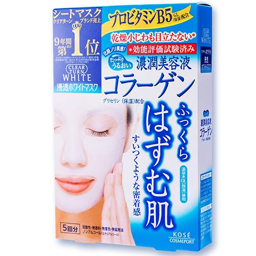 Kose Clear Turn White Face Mask 5pcs - Collagen - Harajuku Culture Japan - Japanease Products Store Beauty and Stationery