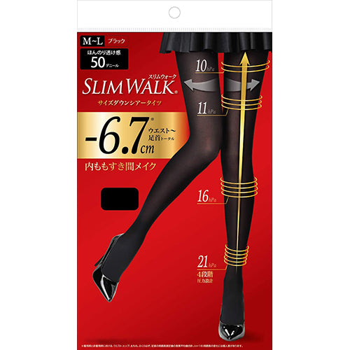 Slim Walk Size Down Sheer Tights M-L Size Black